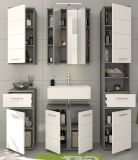 Badmbel Set 5-teilig Blake in wei Hochglanz und Rauchsilber grau Badkombination 164 x 191 cm