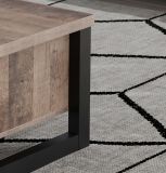Couchtisch Emile in Eiche Tabak und schwarz Beistelltisch mit 2 x Schubkasten 80 x 80 cm