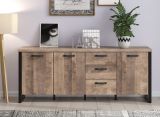 Sideboard Emile in Eiche Tabak und schwarz Wohn- und Esszimmer Kommode 214 x 86 cm