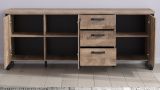 Sideboard Emile in Eiche Tabak und schwarz Wohn- und Esszimmer Kommode 214 x 86 cm