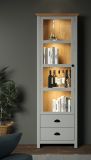 Vitrine Landside in grau und Eiche Artisan Landhaus Wohn- und Esszimmer Vitrinenschrank 65 x 201 cm
