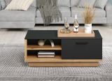 Couchtisch Synnax in grau und Evoke Eiche Beistelltisch mit Stauraum 110 x 60 cm