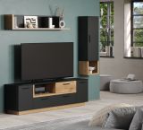 TV-Lowboard Synnax in grau und Evoke Eiche TV Unterteil mit Komforthhe 187 x 59 cm