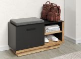 Garderobe Sitzbank Synnax in grau und Evoke Eiche Garderobenbank und Schuhschrank 90 x 48 cm