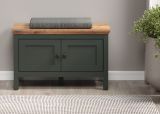 Garderobe Sitzbank Stanton in grn und Evoke Eiche Landhaus Garderobenbank und Schuhschrank 77 x 48 cm