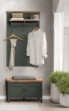 Garderobe Sitzbank Stanton in grn und Evoke Eiche Landhaus Garderobenbank und Schuhschrank 77 x 48 cm