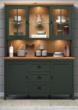 Buffetschrank Stanton in gr�n und Evoke Eiche Landhaus Wohn- und Esszimmer Vitrine inklusive LED 146 x 198 cm