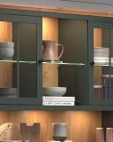 Buffetschrank Stanton in gr�n und Evoke Eiche Landhaus Wohn- und Esszimmer Vitrine inklusive LED 146 x 198 cm