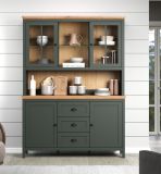 Buffetschrank Stanton in gr�n und Evoke Eiche Landhaus Wohn- und Esszimmer Vitrine inklusive LED 146 x 198 cm