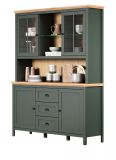 Buffetschrank Stanton in gr�n und Evoke Eiche Landhaus Wohn- und Esszimmer Vitrine inklusive LED 146 x 198 cm
