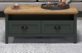 Couchtisch Stanton in gr�n und Evoke Eiche Landhaus Beistelltisch 101 x 60 cm