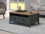 Couchtisch Stanton in gr�n und Evoke Eiche Landhaus Beistelltisch 101 x 60 cm