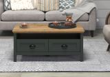 Couchtisch Stanton in gr�n und Evoke Eiche Landhaus Beistelltisch 101 x 60 cm