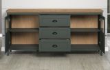 Sideboard Stanton in gr�n und Evoke Eiche Landhaus Wohn- und Esszimmer Kommode inklusive LED 185 cm