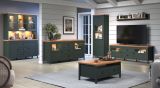 Sideboard Stanton in gr�n und Evoke Eiche Landhaus Wohn- und Esszimmer Kommode inklusive LED 185 cm