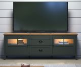 TV-Lowboard Stanton in grn und Evoke Eiche Landhaus TV Unterteil mit Komforthhe inklusive LED 184 x 64 cm