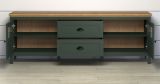 TV-Lowboard Stanton in grn und Evoke Eiche Landhaus TV Unterteil mit Komforthhe inklusive LED 184 x 64 cm