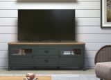 TV-Lowboard Stanton in grn und Evoke Eiche Landhaus TV Unterteil mit Komforthhe inklusive LED 184 x 64 cm
