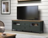 TV-Lowboard Stanton in grn und Evoke Eiche Landhaus TV Unterteil mit Komforthhe inklusive LED 184 x 64 cm