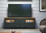 TV-Lowboard Stanton in grn und Evoke Eiche Landhaus TV Unterteil mit Komforthhe inklusive LED 184 x 64 cm