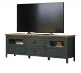 TV-Lowboard Stanton in grn und Evoke Eiche Landhaus TV Unterteil mit Komforthhe inklusive LED 184 x 64 cm
