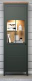 Vitrine Stanton in gr�n und Evoke Eiche Landhaus Vitrinenschrank inklusive LED Beleuchtung 69 x 198 cm
