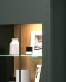 Vitrine Stanton in gr�n und Evoke Eiche Landhaus Vitrinenschrank inklusive LED Beleuchtung 69 x 198 cm