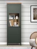 Vitrine Stanton in gr�n und Evoke Eiche Landhaus Vitrinenschrank inklusive LED Beleuchtung 69 x 198 cm