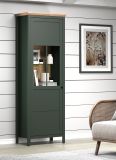 Vitrine Stanton in gr�n und Evoke Eiche Landhaus Vitrinenschrank inklusive LED Beleuchtung 69 x 198 cm