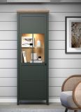 Vitrine Stanton in gr�n und Evoke Eiche Landhaus Vitrinenschrank inklusive LED Beleuchtung 69 x 198 cm