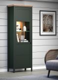 Vitrine Stanton in gr�n und Evoke Eiche Landhaus Vitrinenschrank inklusive LED Beleuchtung 69 x 198 cm