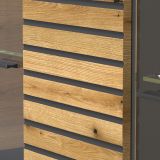 Highboard Norris in grau und Evoke Eiche Wohn- und Esszimmer Vitrine mit Soft-Close 131 x 147 cm
