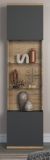Vitrine Norris in grau und Evoke Eiche Wohn- und Esszimmer Vitrinenschrank mit Soft-Close 51 x 205 cm