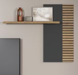 Wandpaneel Norris in grau und Evoke Eiche Wandregal 111 x 91 cm