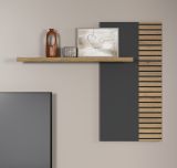 Wandpaneel Norris in grau und Evoke Eiche Wandregal 111 x 91 cm