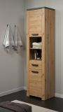 Badezimmer Hochschrank Follow in Artisan Eiche und Matera grau Badschrank 53 x 196 cm
