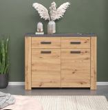 Flurkommode Follow in Artisan Eiche und Matera grau Flur Diele Kommode 116 x 91 cm