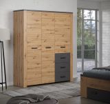 Kleiderschrank Follow in Artisan Eiche und grau Dreht�renschrank 3-t�rig 171 x 212 cm