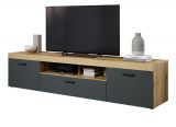 TV-Lowboard Tyler in grau und Evoke Eiche XL TV Unterteil 230 x 52 cm