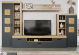 Wohnwand Tyler in grau und Evoke Eiche Schrankwand 331 x 206 cm