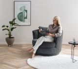 Drehsessel Comfy in grau Mega-Cord Sessel 360 drehbar inklusive Kissen