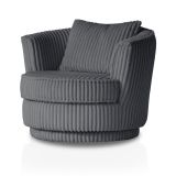 Drehsessel Comfy in grau Mega-Cord Sessel 360 drehbar inklusive Kissen