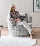 Drehsessel Comfy in hellgrau Mega-Cord Sessel 360 drehbar inklusive Kissen