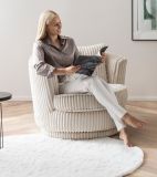 Drehsessel Comfy in wollwei Mega-Cord Sessel 360 drehbar inklusive Kissen