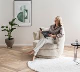Drehsessel Comfy in wollwei Mega-Cord Sessel 360 drehbar inklusive Kissen