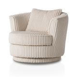 Drehsessel Comfy in wollwei Mega-Cord Sessel 360 drehbar inklusive Kissen