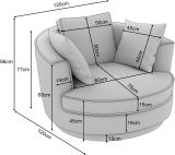 Drehsessel Comfy in wollwei Mega-Cord XL Sessel 360 drehbar inklusive 3 x Kissen