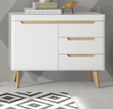Sideboard Isgard in wei matt und Scandi Eiche Kommode skandinavisch 107 x 83 cm