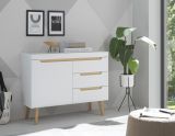 Sideboard Isgard in wei matt und Scandi Eiche Kommode skandinavisch 107 x 83 cm
