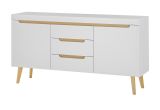 Sideboard Isgard in wei matt und Scandi Eiche Kommode skandinavisch 160 x 83 cm